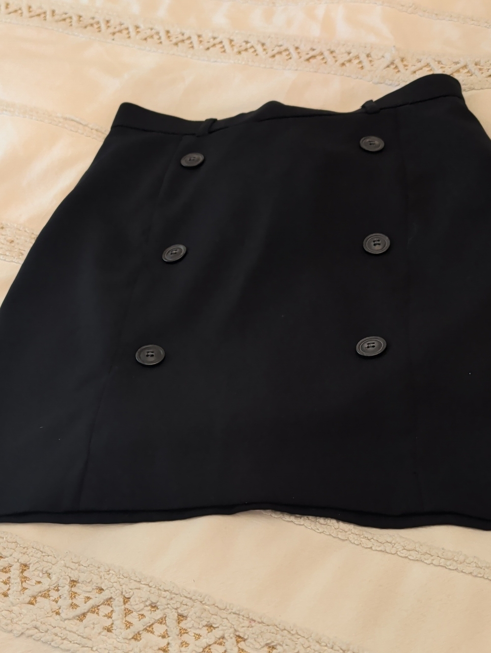 Double-Button Navy Mini Skirt